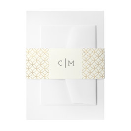 Gouden geometrische moderne bruiloft buik band uitnodigingen wikkel