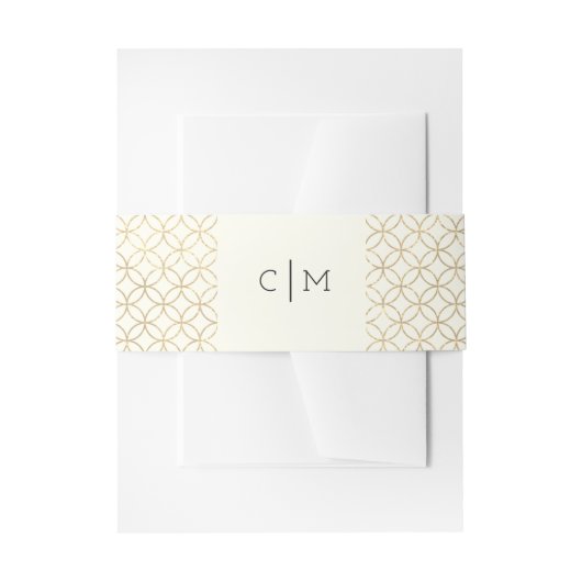Gouden geometrische moderne bruiloft buik band uitnodigingen wikkel (Voorkant Voorbeeld)