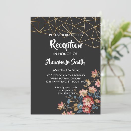 Gouden Geometrische Ontvangst Kaart (Staand voorkant)