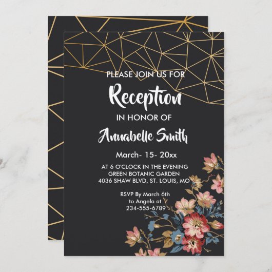 Gouden Geometrische Ontvangst Kaart (Voorkant / Achterkant)