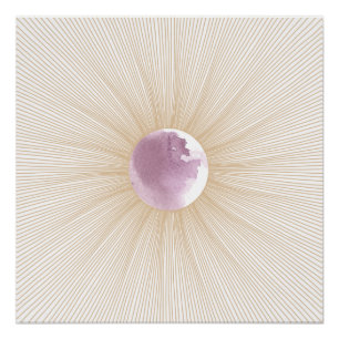 Gouden Geometrische Paarse Maan Cyclus Glanzende P Perfect Poster