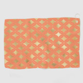 Gouden Geometrische Patroon Custom Perzik Achtergr Golfhanddoek (Horizontaal)