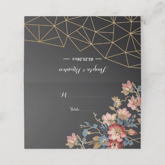 Gouden Geometrische Plaats Kaart Plaatskaartje (Buitenkant ongevouwen)