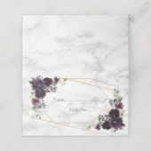 Gouden geometrische pruim Paarse marmeren bloem Plaatskaartje (Buitenkant ongevouwen)