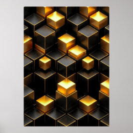 Gouden geometrische schakeltechnologie Kamerdecora Poster
