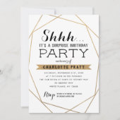 Gouden Geometrische Shh Surprise Verjaardagsfeest Kaart (Voorkant)