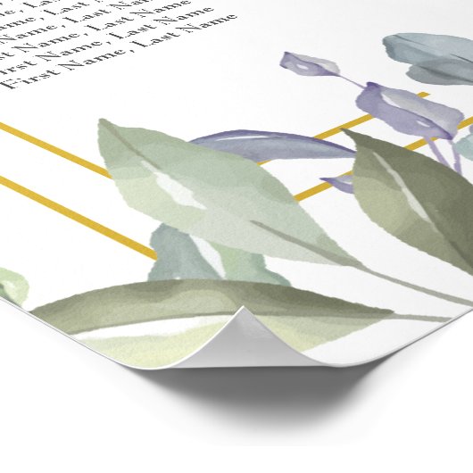 Gouden geometrische stoelenplattegrond voor trouwf poster (Hoek)