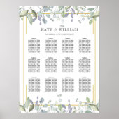 Gouden geometrische stoelenplattegrond voor trouwf poster (Voorkant)