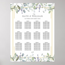 Gouden geometrische stoelenplattegrond voor trouwf poster