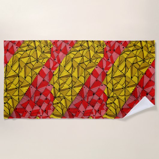 Gouden geometrische strepen – Luxe Abstract Strandlaken (Voorkant)