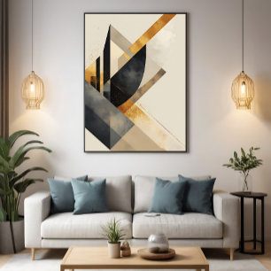 Gouden Geometrische Symfonie Canvas Afdruk