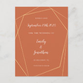 Gouden geometrische terracotta bruiloft Bewaar de  Aankondigingskaart (Voorkant)