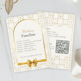 Gouden Geometrische Trouwtijdlijnkaarten met QR-co Informatiekaartje