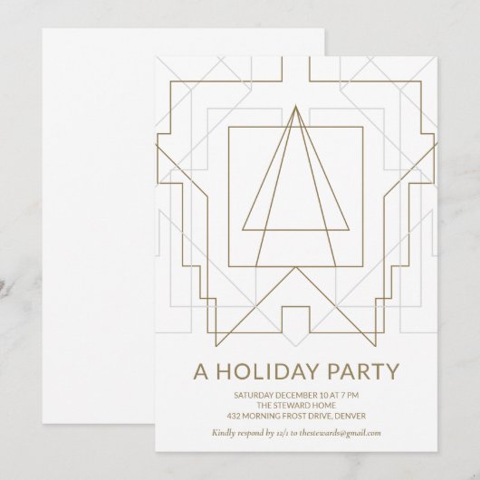 Gouden Geometrische Vakantie Party uitnodiging (Voorkant / Achterkant)