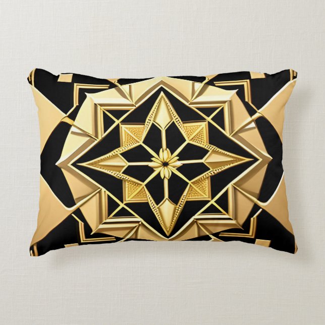 Gouden Geometrische Versiering Accent Kussen (Voorkant)