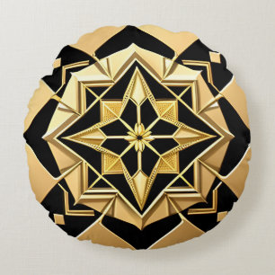 Gouden Geometrische Versiering Rond Kussen