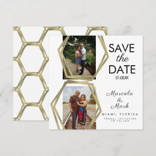 Gouden Geometrische Vormen Save The Dates Foto  Kaart