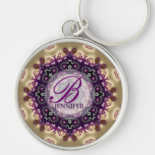 Gouden Geometrische Wandtapijt Monogram Sleutelhan Sleutelhanger