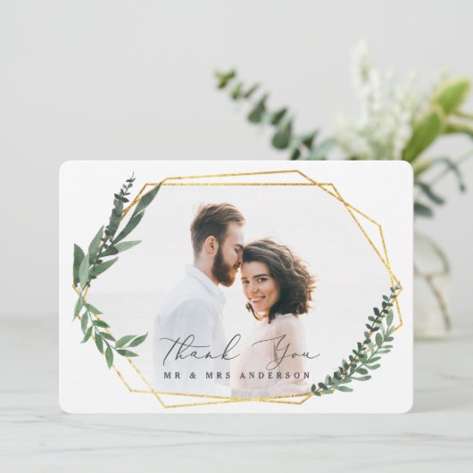 gouden geometrische waterverf bedankkaart (Staand voorkant)