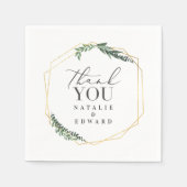 Gouden geometrische waterverf groen bruiloft servet (Voorkant)