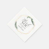 Gouden geometrische waterverf groen bruiloft servet (Hoek)