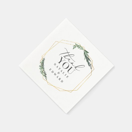 Gouden geometrische waterverf groen bruiloft servet (Hoek)