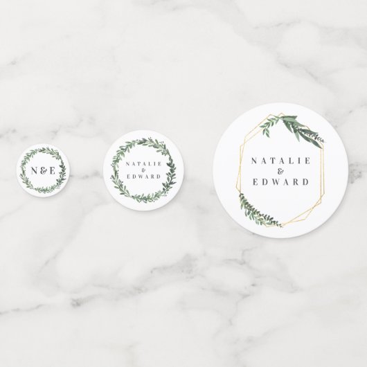 gouden geometrische waterverf groen confetti (Voorkanten)