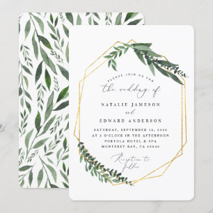 gouden geometrische waterverf groen kaart