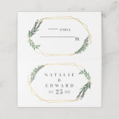 gouden geometrische waterverf groen plaatskaartje (Buitenkant ongevouwen)