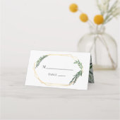 gouden geometrische waterverf groen plaatskaartje (Achterkant)