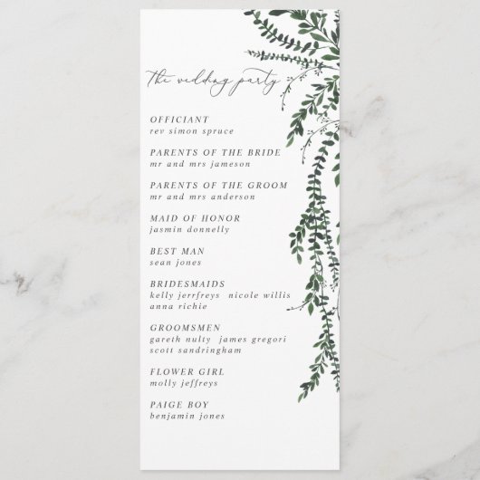 gouden geometrische waterverf groen programmakaart (Achterkant)