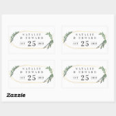 gouden geometrische waterverf groen rechthoekige sticker (Vel)