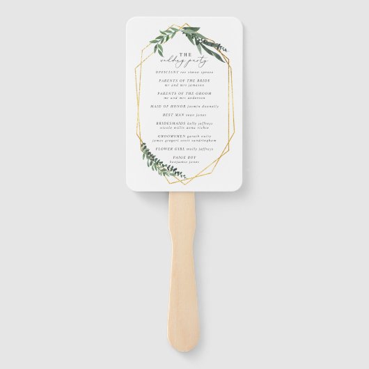 gouden geometrische waterverf handwaaier (Achterkant)