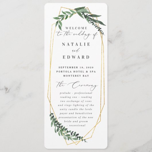 gouden geometrische waterverf programmakaart (Voorkant)