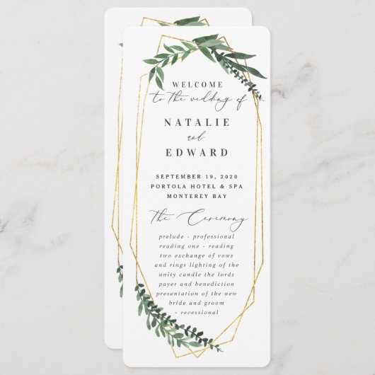 gouden geometrische waterverf programmakaart (Voorkant / Achterkant)