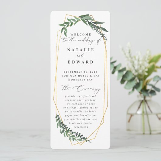 gouden geometrische waterverf programmakaart (Staand voorkant)