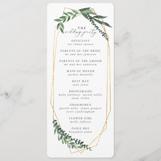 gouden geometrische waterverf programmakaart (Achterkant)