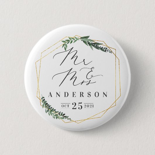 gouden geometrische waterverf ronde button 5,7 cm (Voorkant)