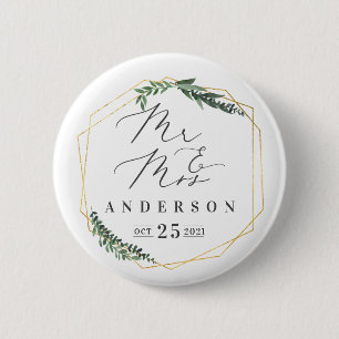 gouden geometrische waterverf ronde button 5,7 cm