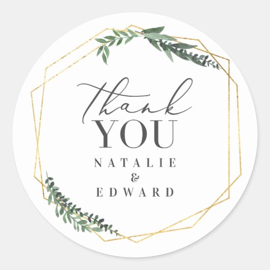 gouden geometrische waterverf ronde sticker (Voorkant)