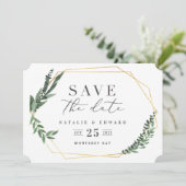 gouden geometrische waterverf save the date (Staand voorkant)