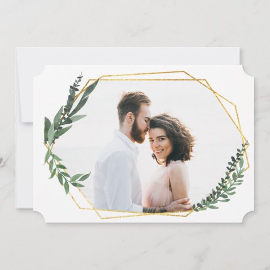 gouden geometrische waterverf save the date (Achterkant)