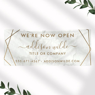 Gouden Geometrische Witte Marmeren Abstract Zakeli Spandoek