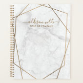 Gouden Geometrische Witte Marmeren Abstracte Zakel Planner (Voorkant)