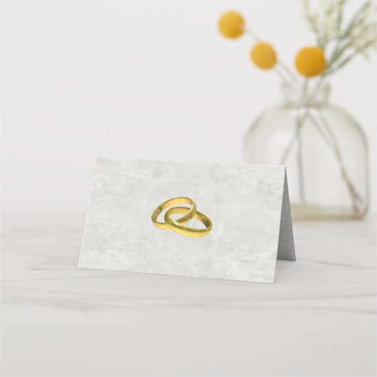 Gouden Geometrische Witte Marmeren Bruiloft Gevouw Plaatskaartje (Achterkant)