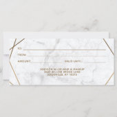 Gouden Geometrische Witte Marmeren Cadeaubon (Achterkant)