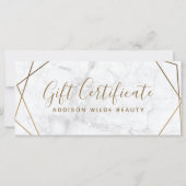 Gouden Geometrische Witte Marmeren Cadeaubon (Voorkant)