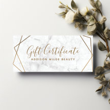 Gouden Geometrische Witte Marmeren Cadeaubon