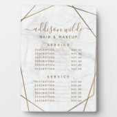 Gouden Geometrische Witte Marmeren Prijslijst Menu Fotoplaat (voorkant)