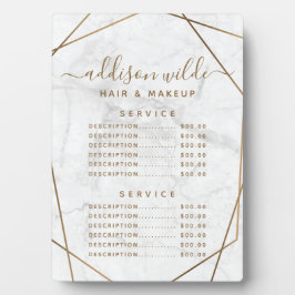 Gouden Geometrische Witte Marmeren Prijslijst Menu Fotoplaat